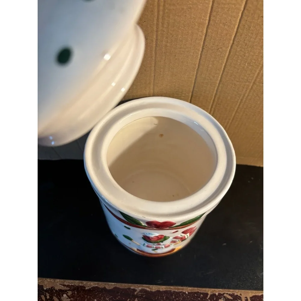 Heritage Pottery Christmas Snowman Cookie Treat Candy Jar w Lid Holiday